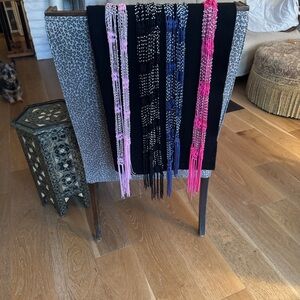 Elegant Beaded Accent Scarf Set - Pink, Blue, Black and Fuchsia.